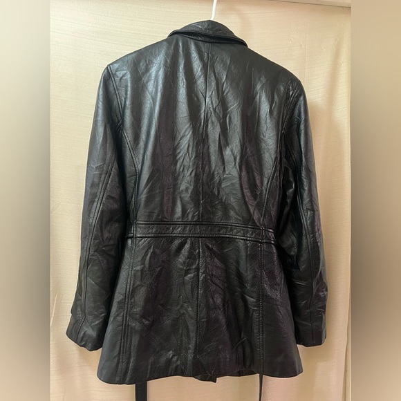 Vintage Jacqueline Ferrar Genuine Leather Belted Jacket – Black Thinsulate Lined - Picture 7 of 8